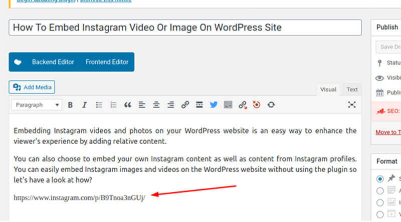 how to embed instagram photo on wordpress